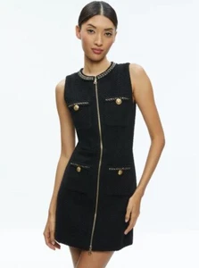 Alice + Olivia Lachlan schwarzes Minikleid Größe 8 neu ohne Etikett - Bild 1 von 12