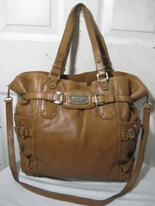 Michael Kors Gansevoort Brown Perforated leather XL Tote Crossbody Handbag. - Picture 1 of 19