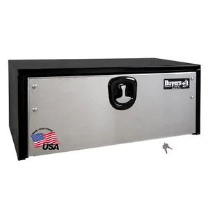 Buyers Product 14x16x30" Black Steel Truck Box w/ Stainless Steel Door - Picture 1 of 10
