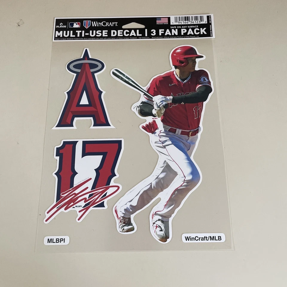 SHOHEI OHTANI LOS ANGELES ANGELS 3 PIECE MULTI-USE DECAL FAN PACK MLB LICENSED - Image 1 of 1