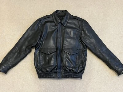 Винтажный Cooper черный полета бомбардировщик коза кожи военная куртка Neil Cooper M - Изображение 1 из 4
