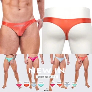 Ropa interior de spandex para hombre AMORESY cintura baja trajes de baño calzoncillos brillantes tanga espalda en T - Imagen 1 de 58