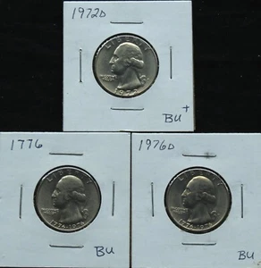 1972D BU+, 1976 BU, 1976D BU, 4M29HRCS-1-2-3 Wash QTS - Picture 1 of 4