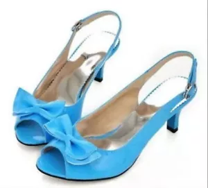 Damenschuhe Pfennigabsatz Peeptoe-Slingpumps Sandalen Übergröße - Bild 1 von 26
