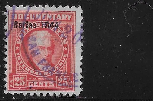 US Scott R394, Revenue Documentary 25 Cent, Used, NG, NH, F/VF Series 1944 - Image 1 of 1