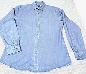 Camisa Reiss Diego Para Hombre Azul Talla Grande Denim 100% Algodón Jean Ajuste Ajustado - Imagen 1 de 19