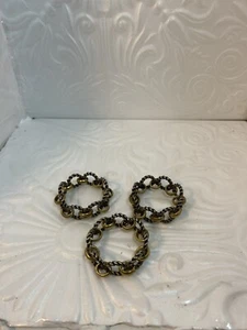 Vintage Brass 3 Napkins Rings Holders Replacement - Picture 1 of 15