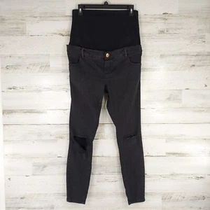 ASOS DENIM WOMEN'S SIZE 8 MATERNITY SKINNY BLACK JEANS ANKLE STRETCH DISTRESSED - Picture 1 of 24