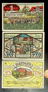 1921 Alemania VOIGHT 25 50 100 Phennig Billete/Juego de Dinero de Emergencia - Imagen 1 de 2