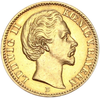 Bayern Ludwig II. 20 Mark 1875 D Gold vz-stgl. Jäger 197 - Bild 1 von 3