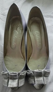 Orlando Beatric Leather Peep Toe Shoes With Bow Trim Size 6 (Italian Make) Boxed - Picture 1 of 6