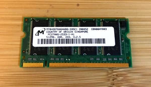 Micron 512MB DDR 200-Pin PC-2700 333 MHz SO-DIMM - MT8VDDT6464HDG-335C1 - Used - Picture 1 of 1