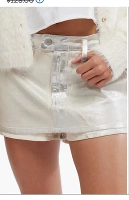 Free People Gala-Vanting 低腰迷你裙 金属色 尺寸 30 全新 * BD966-967 — 第 1/4 张图片