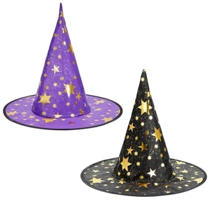 Witch Hat for Women Halloween Wizard Hat with Gold Star Party Hats for Adults... - Picture 1 of 7