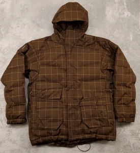 The North Face Jacket Mens Large Brown Plaid 600 Fill Down RECCO Hooded Ski - Picture 1 of 21