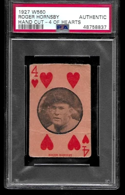Rogers Roger Hornsby 1927 W560 corte a mano 4 de corazones PSA auténtico Foto 1 de 2