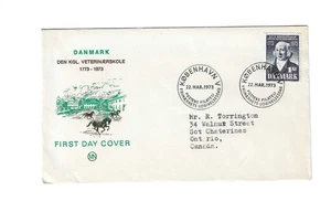 DENMARK 1973 FDC Den Kgl. Veterinaerskole 1773-1973 - sent to Canade - Picture 1 of 2