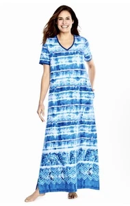 NWT Dreams & Co. Plus Size 2X Blue Tie Dye T Shirt Fabric Nightgown Sz 2X - Picture 1 of 3