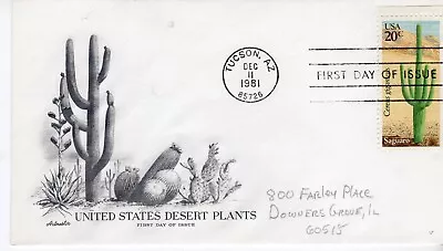 USPS FDC ArtMaster #1945 1981 20¢ Saguaro Desert Plants Addressed ST3123 - Image 1 of 2