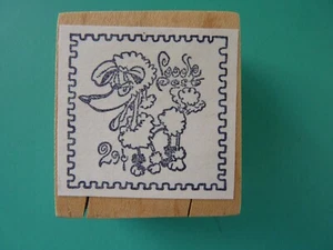 Poodle Dog Faux Postage RUBBER BABY BUGGY BUMPERS Rubber Stamp  - Picture 1 of 2