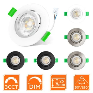 Foco empotrable LED giratorio regulable CCT redondo plano baño juego de luces de techo 230V - Imagen 1 de 22