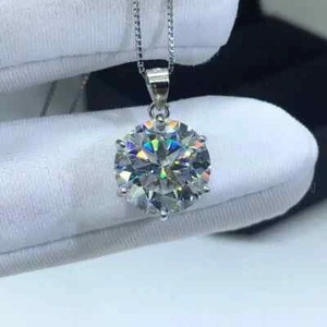 2Ct Round Cut Lab Created Diamond Women Solitaire Pendant 14k White Gold Plated - Picture 1 of 3
