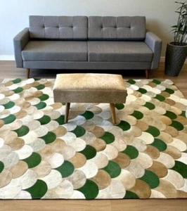 Cowhide Area Rugs Leather New Rug Real Hair Natural Hide Tricolor Carpet Home - Picture 1 of 5