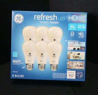 GE LED Light Bulb A19 HD Daylight Refresh 10.5-watt 5000K Energetic 12-Pack L-16 - Image 1 of 4