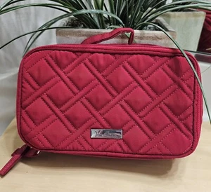 Vera Bradley Lay Flat Cosmetic Makeup Bag in Cardinal Red  - Picture 1 of 9