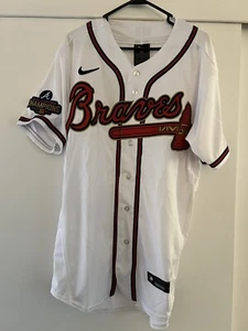 Nike Atlanta Braves MLB Authentic World Series Gold Program Jersey Sz 44 L NEW - Picture 1 of 2