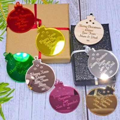 Personalised Christmas Gift Tags, Xmas Present Gift Tags, Xmas Bauble Gift Tags - Image 1 of 4