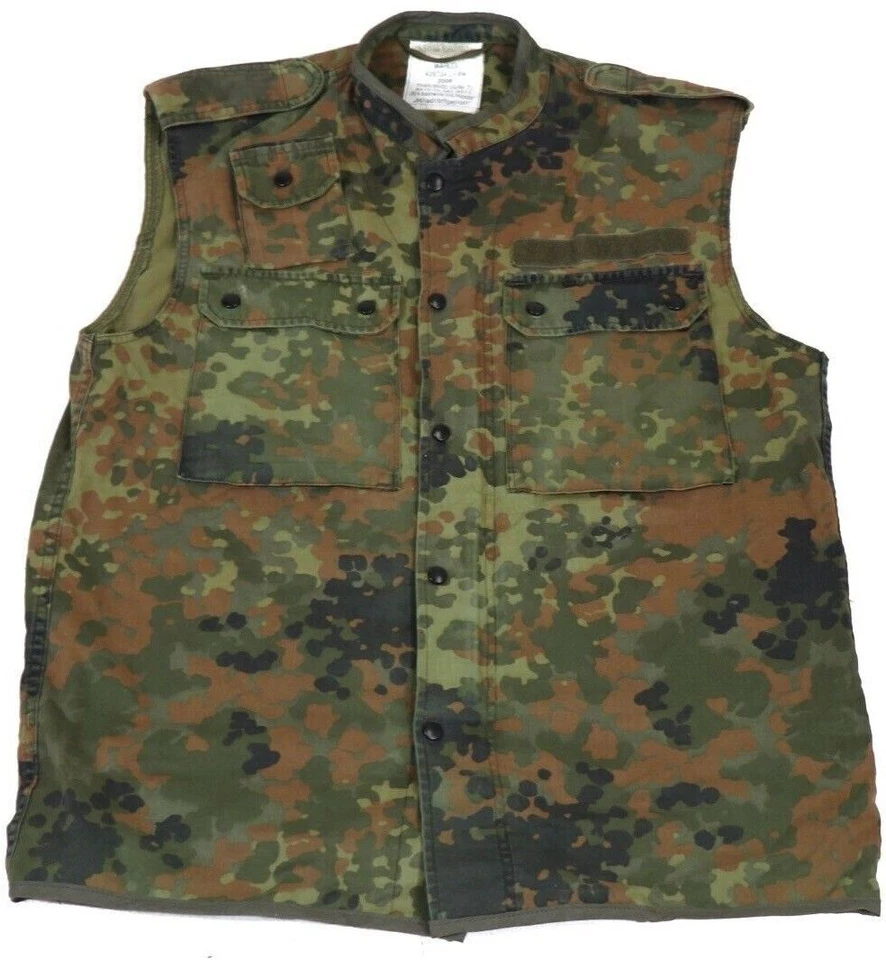 Alemán Bundeswehr Flecktarn Chaleco Camuflaje Militar Mancha Camisa Ejército Bosque Foto 1 de 1
