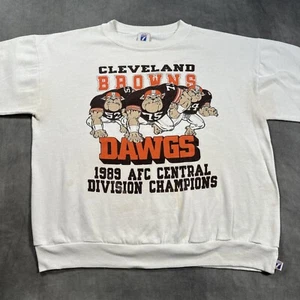 Vintage 80s Logo 7 Cleveland Browns Dawgs Crewneck Sweatshirt 1989 AFC Size XL - Picture 1 of 13