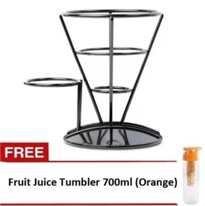 French Fry Stand (Black) with Fruit Juice Tumbler (Orange) - Picture 1 of 3
