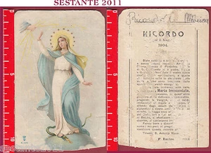 1889 SANTINO HEILIGE KARTE MADONNA UNBEFLECKTE EMPFÄNGNIS HEILIGE LEGA EU. 226 GESCHNITTEN - Bild 1 von 1