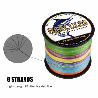 HERCULES 1000M 1094Yds 10lb-300lb PE Super Tackle Braided Fishing Line 8 Strands - Image 1 of 4