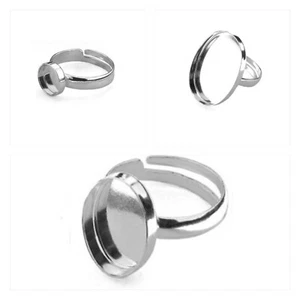 Sterling Silver Adjustable Ring Blanks 925 | Bezel Settings for Cabochons Stones - Picture 1 of 11
