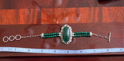 Brazalete con clip de papel de ónix verde aventurina y verde platino sobre cobre Foto 1 de 4