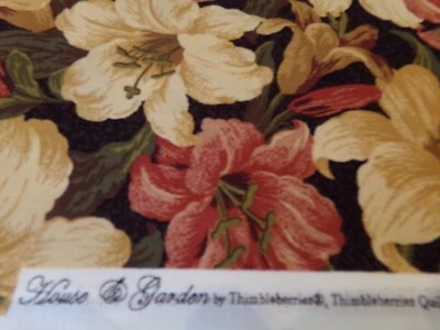 1 YD X 44" VINTAGE CASA JARDÍN FLORAL por THIMBLEBERRIES/RJR TELA NUEVA #6806 Foto 1 de 3