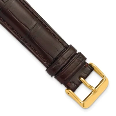 DeBeer 20mm Genuine Alligator Matte Brown Gold-tone Buckle Watch Band - Image 1 of 4