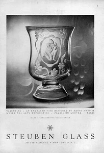 1952 Steuben Glass Valentine Vase Original Print Ad - Picture 1 of 1