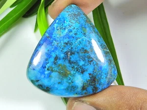 49Cts. AA++ Cristal Azurita Natural Pera Cabujón Piedra Preciosa Suelta 31X34X05 MM - Imagen 1 de 7