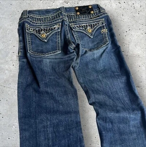 Miss Me Low-rise Boot-cut Denim Bling Skinny Jeans Size 27 - Picture 1 of 8