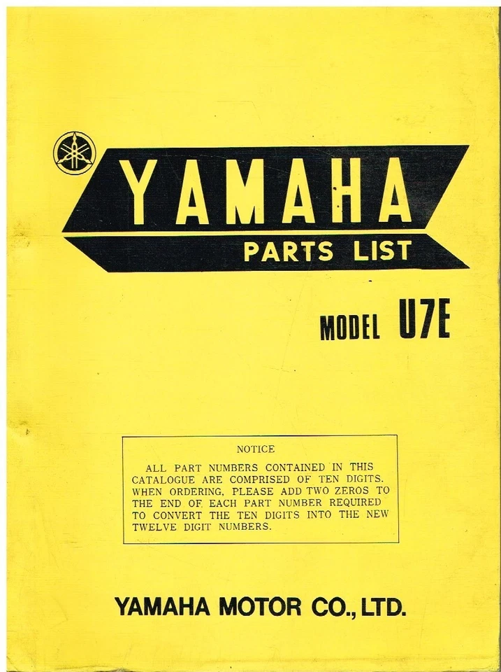 YAMAHA U7E MOPED ORIGINAL 1971 FACTORY PARTS CATALOGUE - Image 1 of 1