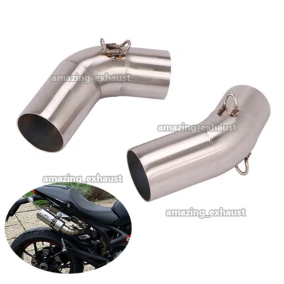 Slip On For Ducati Monster 696 796 695 1100 Dual Exhaust Middle Link Pipe System - Image 1 of 4