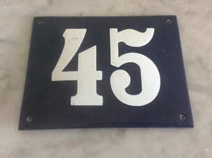 Blue & White French Enamel on Steel House Number 45 Metal Sign Door Gate Plate - Picture 1 of 3