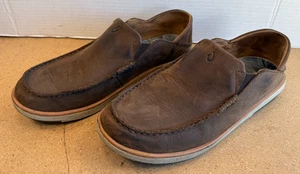 Olukai Kalia Herren Größe 10 Schuhe Hellbraun Leder Slipper Bequem Halbschuhe - Bild 1 von 7