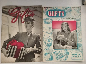 Bobina regalo cucito all'uncinetto anni 40 cotone co set di 2 libri modello vintage effimera - Foto 1 di 9