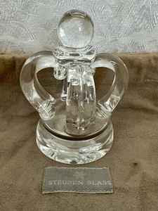 Pisapapeles escultura corona cristal vidrio firmado STEUBEN 8138 por LLoyd Atkins - Imagen 1 de 9