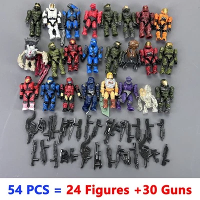 New 54Pcs (24 Figures +30 Gun) HALO Mega Bloks CONSTRUX Unsc Elite SPARTAN GIFTS - Image 1 of 4